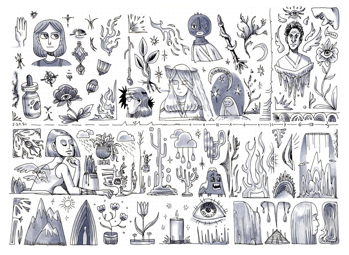 mind wandering doodles. 🌧 micron pen, shaded in procreate! 