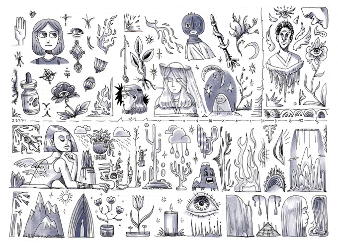 mind wandering doodles. 🌧 micron pen, shaded in procreate! 