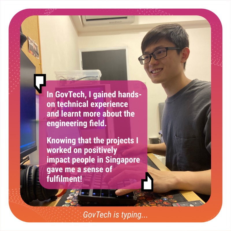 GovTechSG's tweet photo. 👨🏻💻 “I had an eye-opening internship at GovTech, which led me to become interested in web application development and utilising embedded systems for machine learning” - Jun Han, former R&D Engineer intern at GovTech.
#GovTechIntern #PeopleOfGovTech #TechForPublicGood #GovTechSG