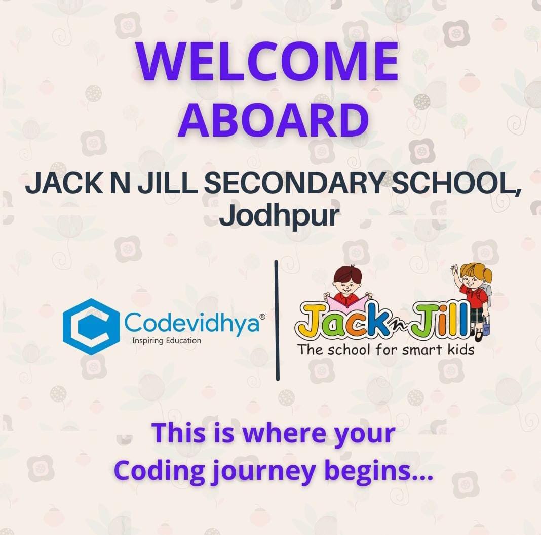 SchoolJacknjill's tweet image. "Coding is the language of the future, and every child should learn it."
We are proud to announce our new advanced coding curriculum with @Codevidhya @Jack N Jill Secondary School.
#codingforkids #schoolcoding #jodhpur #codingisfun #collaboration