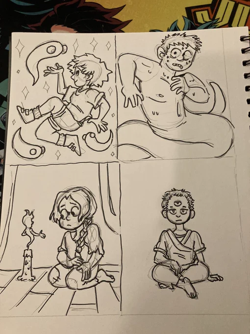 Comes up with random sketches and does nothing with them 
