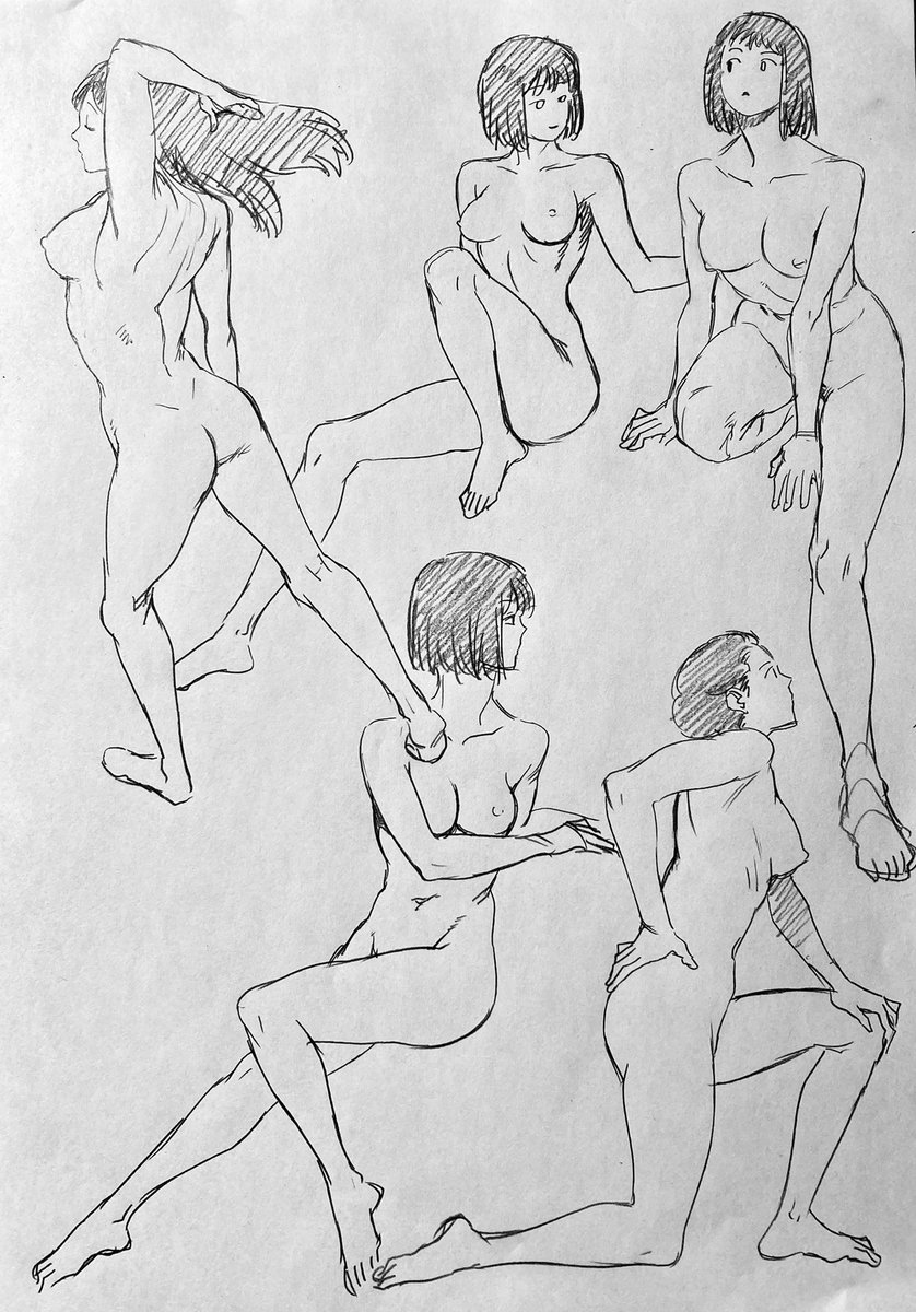 ラフ描き、裸婦 