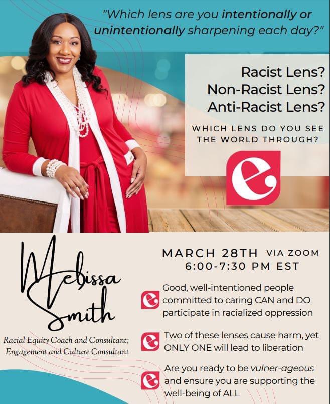 FlamingoCrystal's tweet photo. Edjacent designer and Organizational Culture Curator Melissa Smith encourages YOU to be "vulner-ageous" and ensure you are supporting the well-being of ALL with her latest event, 
Racist Lens? Non-Racist Lens? Anti-Racist Lens? Which Lens Do You See the World Through? https://t.co/CxPtBZ0UzW