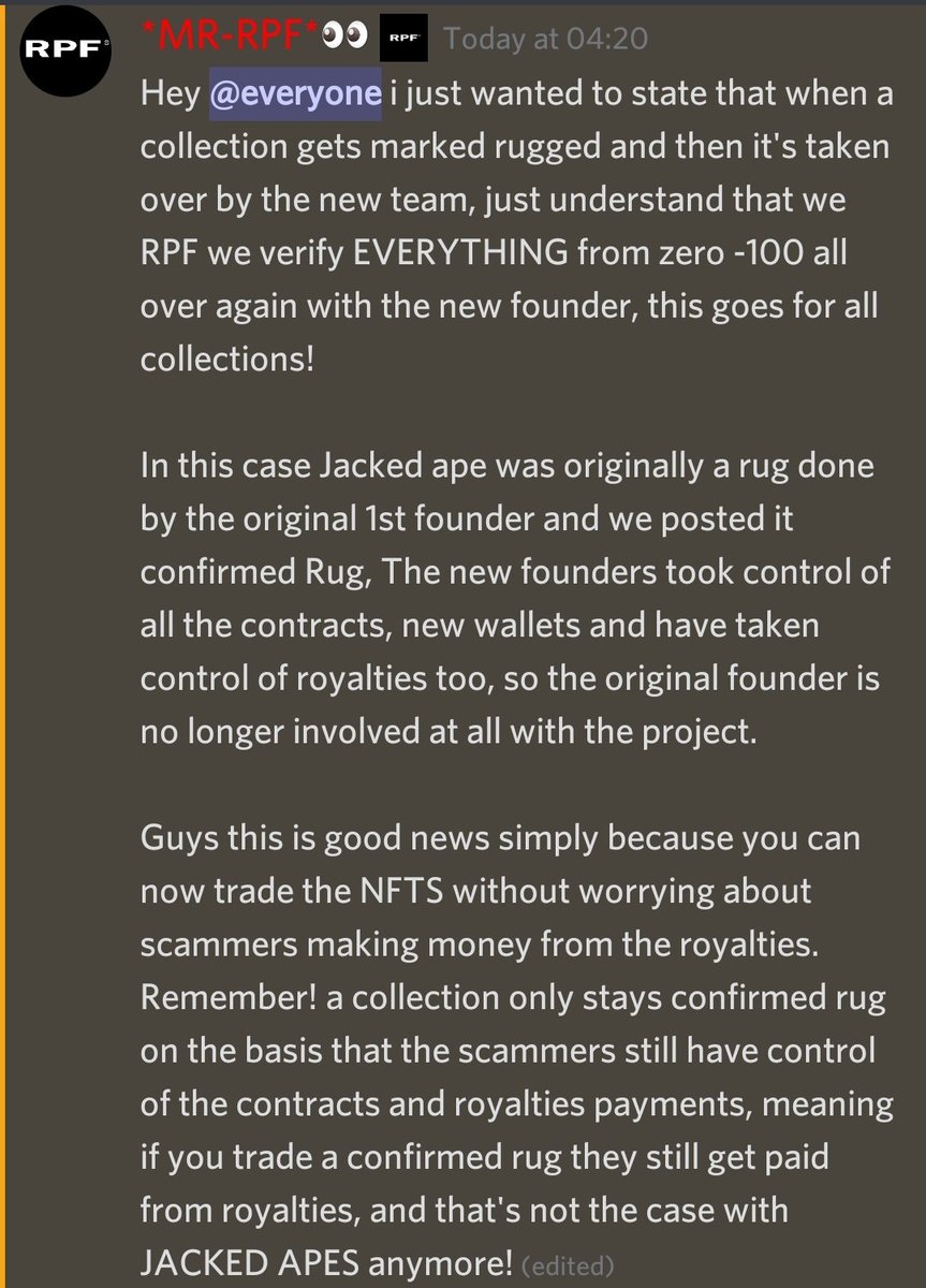 ..@JackedNFTs  had  bad start, greedy old founder,but has found its placed. A perfect example of unrugged.  Obviously  there will be un update in the future, scores can do down and up any time🙃 for now stays this  70%, none the less am happy that this was a successful  takeover.