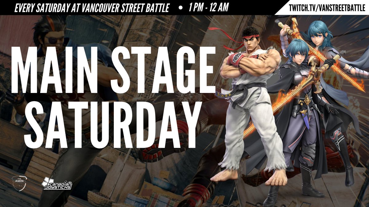 VanStreetBattle's tweet photo. ๐ VSB SIGN UPS ARE LIVE for March 16-19!
Wednesday Warriors #20 + Smash Ultimate #CPS4 Finals!
๐ https://t.co/8vE8aY0IuK
Novice Friday #20
๐ https://t.co/fYTqCnNAxx
Main Stage Saturday #20
๐ https://t.co/p1t92JVArs https://t.co/LpRZvey0ID