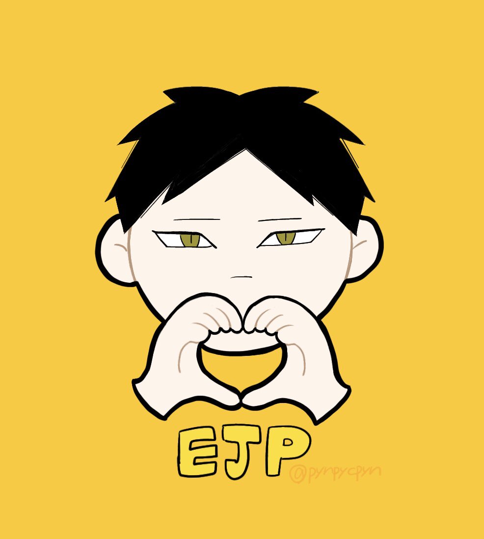 1boy heart hands solo male focus black hair heart yellow background  illustration images