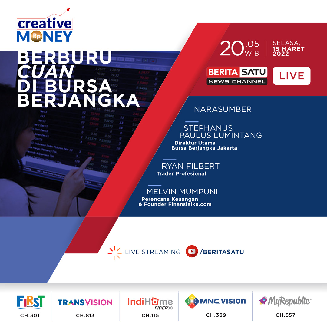 Beritasatu's tweet photo. Saksikan CREATIVE MONEY

"BERBURU CUAN DI BURSA BERJANGKA"

Selasa, 15 Maret 2022
Pukul 20.05 WIB

LIVE di BeritaSatu TV dan YouTube Channel BeritaSatu!

#BeritaSatuNewsChannel #CreativeMoney https://t.co/LpSeEx2vqa