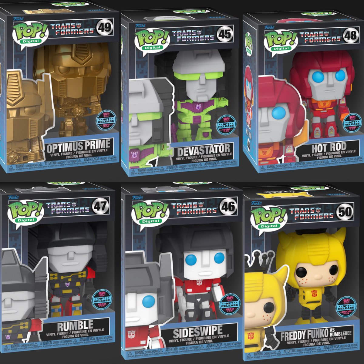 FunkoPOPsNews's tweet photo. Love them or hate them. The next NFT wave is tomorrow at 11AM PT! This time it’s for Transformers, will be a popular one so .. good luck! #NFT #WAX #Transformers #Droppp #atomichub #tokenhead #FPN #FunkoPOPNews #Funko #POP #POPVinyl #FunkoPOP #FunkoSoda https://t.co/xEklgcXoSR