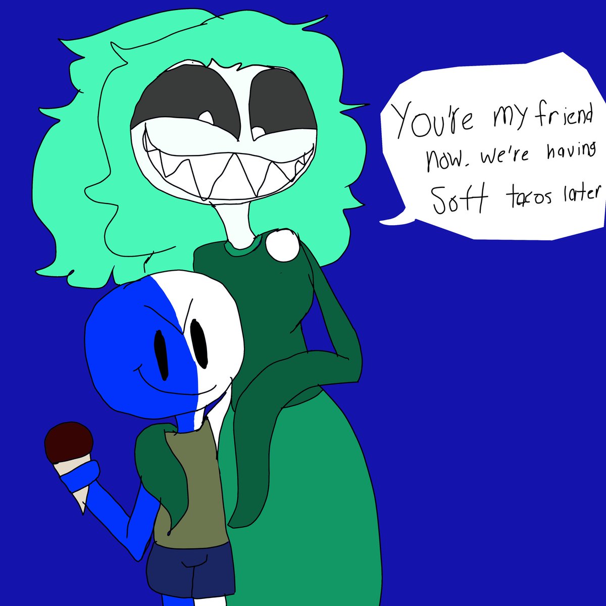 GHOSTSOCKHOTNGL's tweet photo. Stella made a friend

(the blue and white character belongs to @Bonemethius)
iwantedtoshareitonmyartacclol https://t.co/wcgI8SpQku