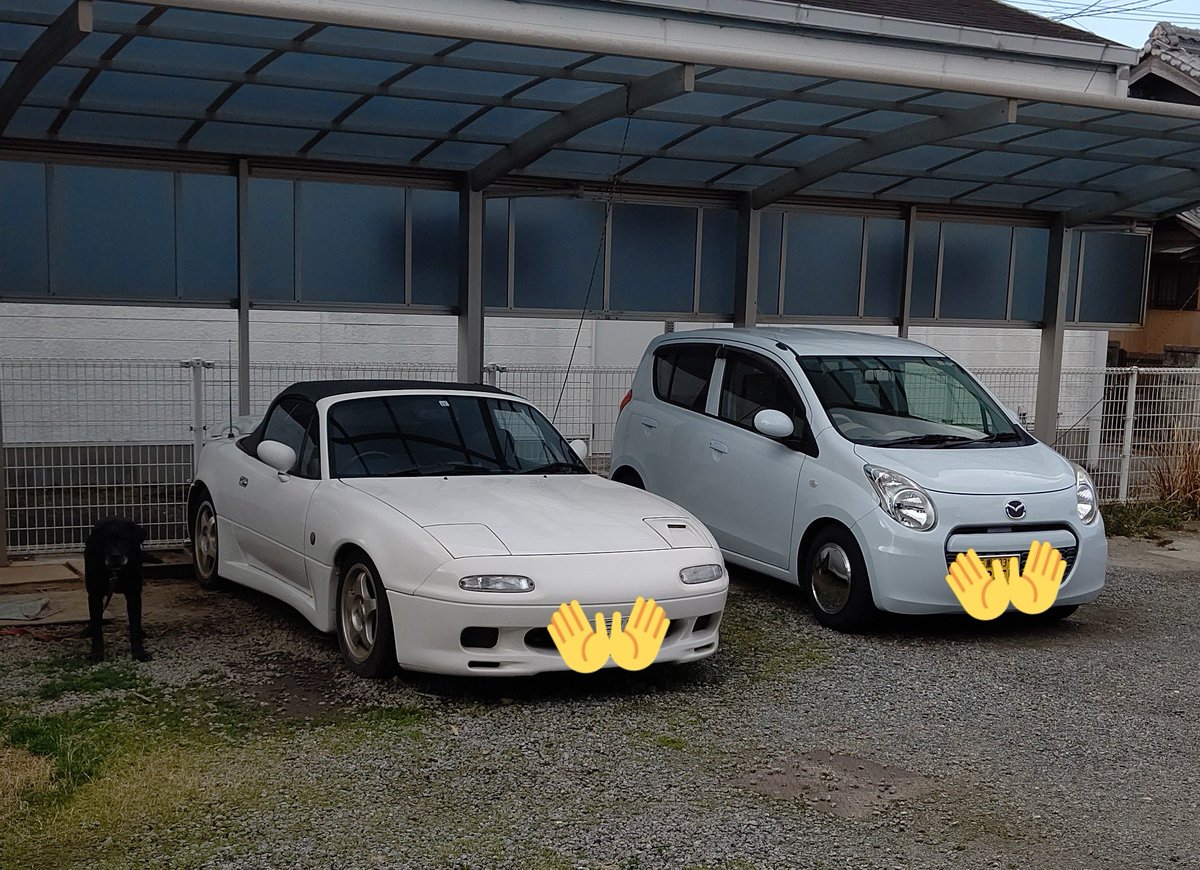 B5S8wBFBnra5nXa's tweet photo. 愛犬と愛車と通勤車
#いぬのいる暮らし
#愛犬
#Mazda
#ROADSTER
#NAROADSTER
#ロードスター乗りと繋がろう2022春 https://t.co/cxvvnuDhJy