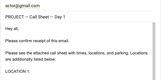 MellindaK's tweet image. : The 1st call sheet email you send vs the 10th: