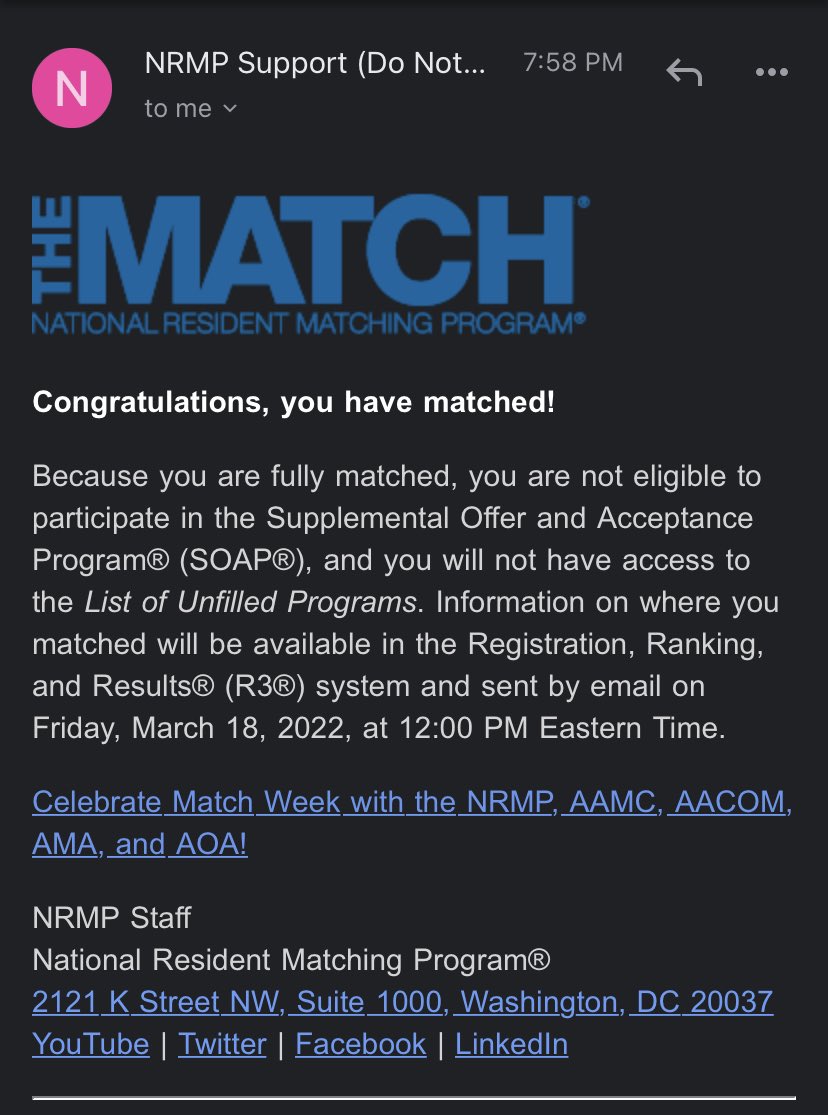 I get to be a psychiatrist!! Thank you my family, mentors, and friends for all your support in this journey. The past few years have been very humbling experience that I told myself no matter the outcome I learned a lot from it. Can’t wait to find out later where I match! 😊🙏