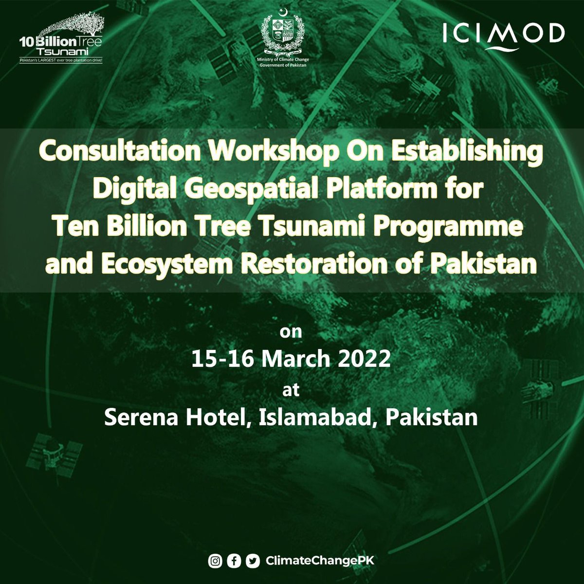 Plant4Pak's tweet photo. Consultative Workshop to establish #geospatial platform to support #ecosystem restoration efforts made under #TenBillionTreeTsunamiProgramme
@aminattock @GovtofPakistan @ClimateChangePK @icimod https://t.co/V5vS1R1rnk