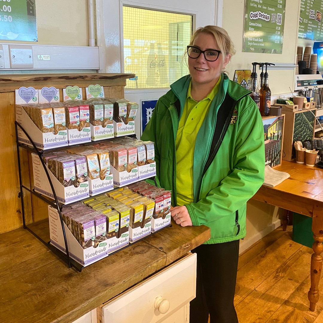 Foxcombe Bakehouse's on-the-go bars looking fantastic in this stand.   Thank you World of Country Life for stocking us. #foxcombebakehouse  #plasticfreepackaging #devon #flapjacks #cakes #handmade #worldofcountrylife