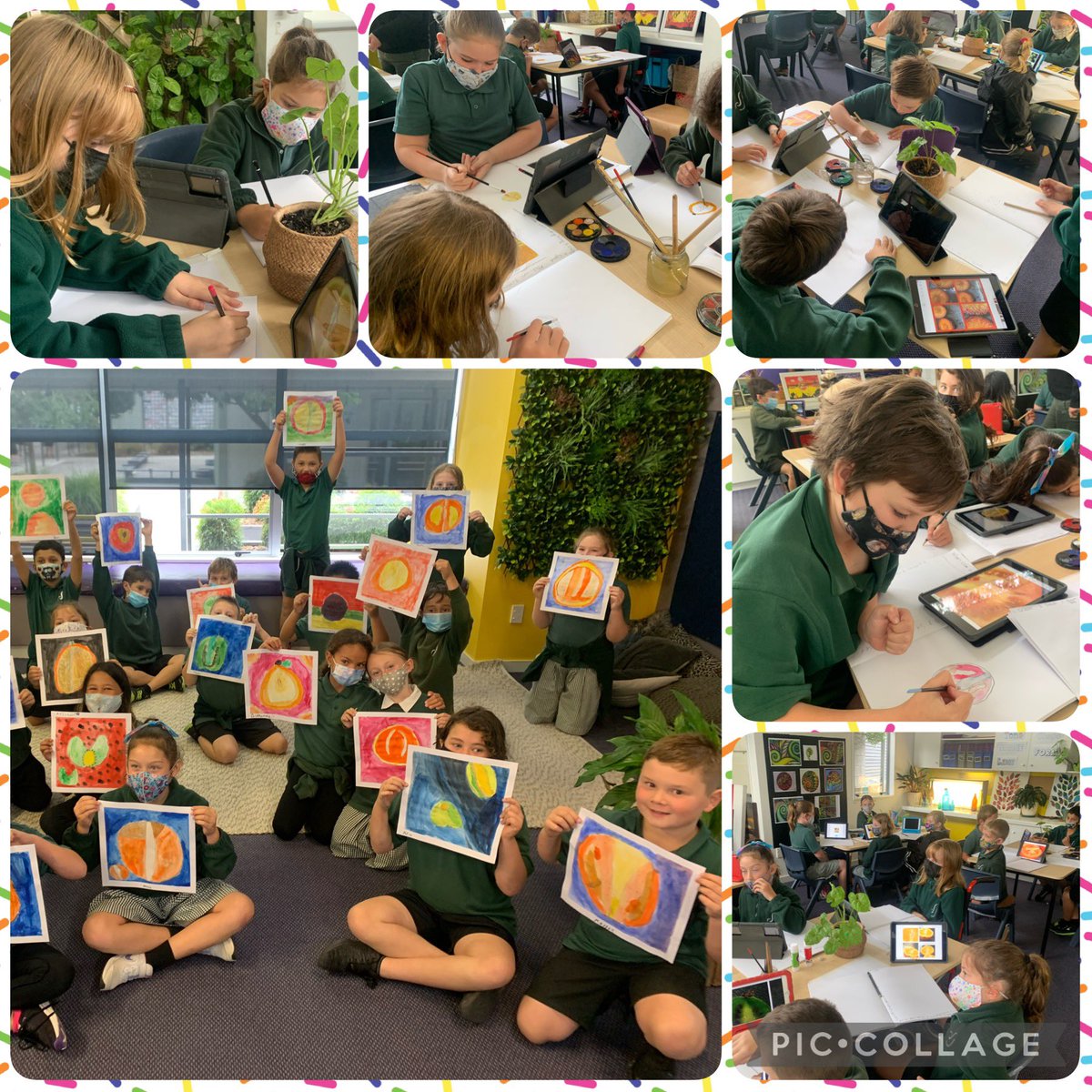Koru6_2022's tweet photo. Today in Diving Deeper we experimented with water colors exploring shape and tone, drawing pictures of fruit inspired by a beautiful story. 🤩   #bromleyschoolnz https://t.co/01FOyG8YWt