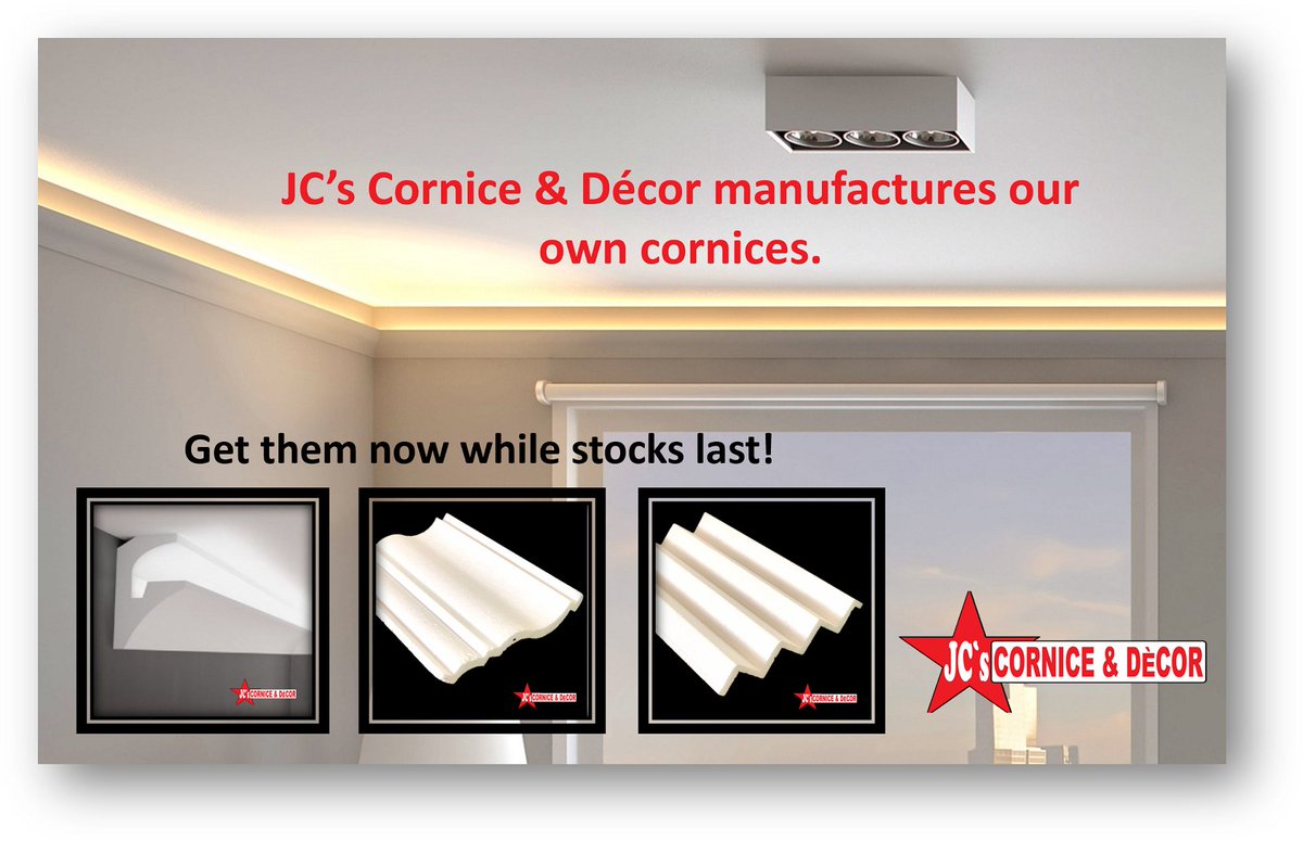 MstarProduct's tweet photo. At JC’s Cornice &amp; Décor we have the best cornices and offer the best pricing in the market. We sell to the public and to contractors. With great after sales service we are the best choice for you. Contact us today to get a free quote. https://t.co/tpmnlG5x6a