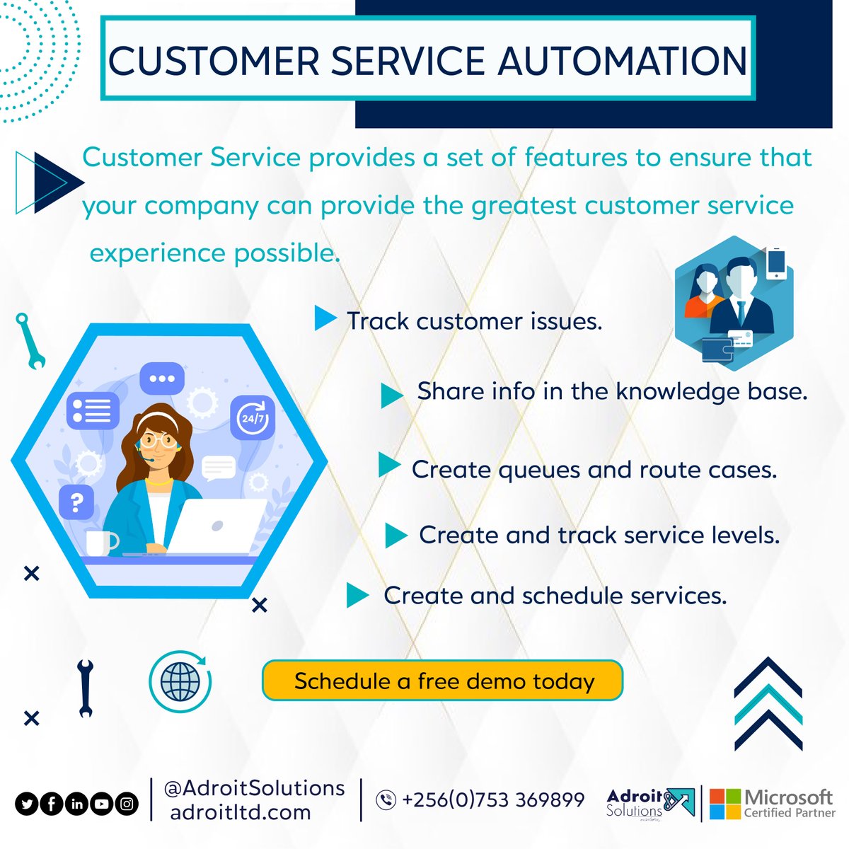 Enable personalized customer support with a 360-degree customer view and provide visibility into the customer service department performance.
Choose the best, Choose Dynamics 365!

#Dynamics365 #CustomerService