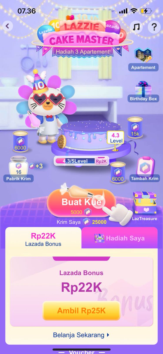 Yayang45_'s tweet photo. Prakiraan ku benar guys Main game lazzie membuahkan hasil bgt ikutan yukk #LazzieStarCakeMaster lihat saja tuh masa main doang bisa berpeluang dapetin 3 unit apartemen mumpung ada #LazadaBagiBagiApartemen Main Lazzie Star https://t.co/uTWS9NaLzq