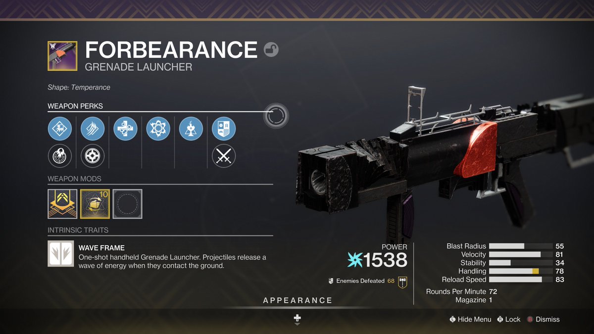 XBot448's tweet photo. I got the #RaidWeapon I wanted!!!! Waveframe GL with unrelenting and chain reaction... with a perk that gives me health for the number of hits per shot!!!!! https://t.co/5Y69zhfA96