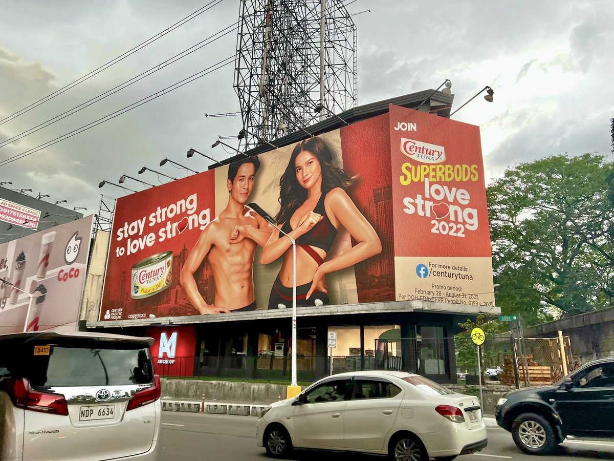 PCandV's tweet photo. Have u seen our new Century Tuna Superbods billboard along EDSA? To join Superbods #LoveStrong 2022, visit the Century Tuna FB page. https://t.co/QWu4Wpb9lX