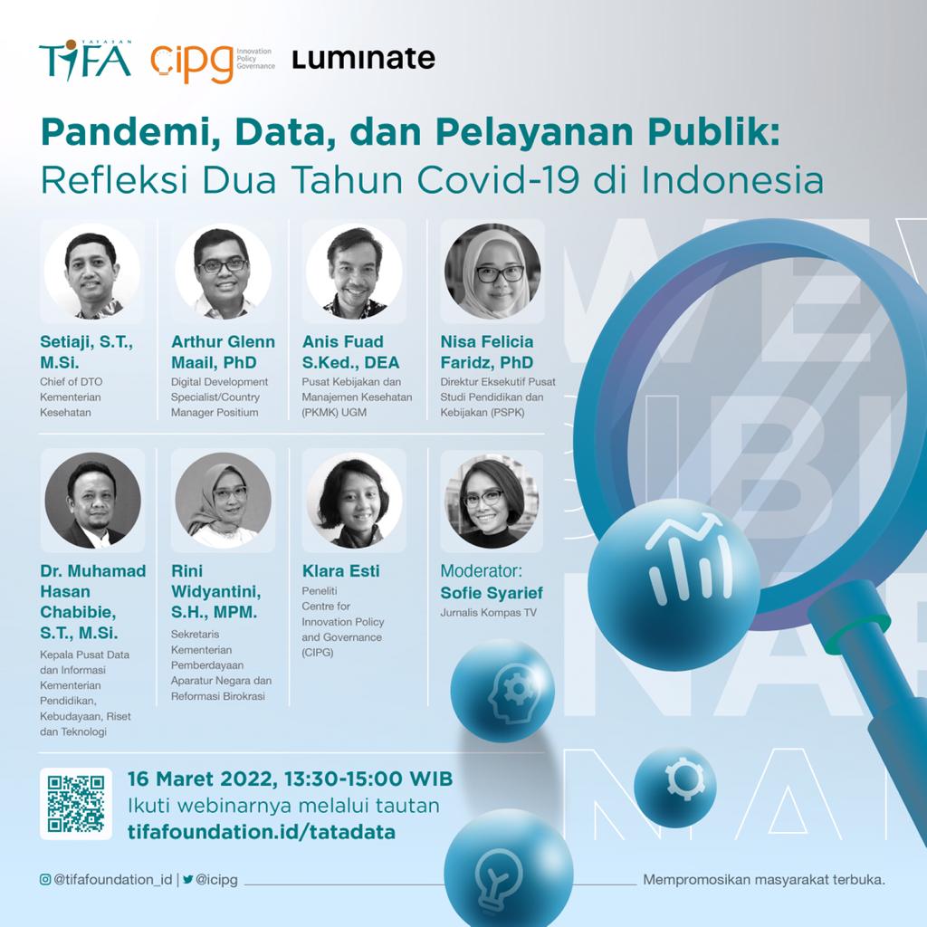 icipg's tweet photo. Bagaimana praktik #TataKelolaData untuk pelayanan publik? Selengkapnya cari tau di diskusi publik hasil riset kami!
 
Pandemi, Data, dan Pelayanan Publik: Refleksi Dua Tahun Covid-19 di Indonesia
Rabu, 16 Maret 2022 
13.30 WIB  
Link Zoom: https://t.co/mD51bnHIBV @TifaFoundation https://t.co/hxeiqnwdor