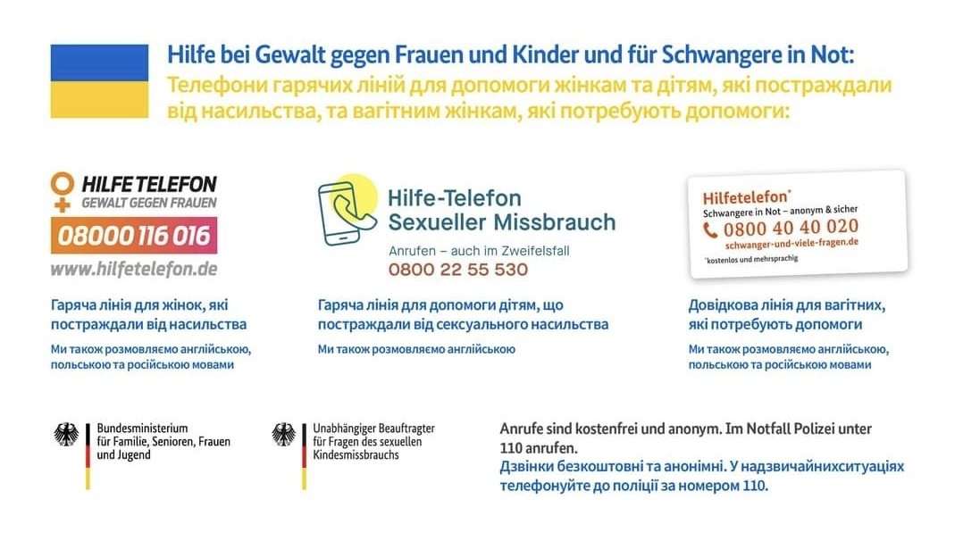 Geflüchtete #Frauen sind einem erhöhten Risiko ausgesetzt Opfer von Gewalt, Missbrauch, Ausbeutung oder Menschenhandel zu werden. 
JADWIGA hat einen HELP-Flyer entwickelt.  
jadwiga-online.de/aktuelles
Auch diese Hilfetelefone sind 24/7 besetzt.
#ukraine #münchen #gegengewalt