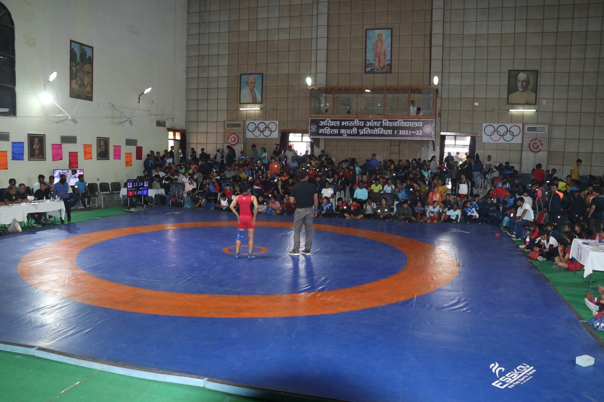 BRCMES's tweet photo. A Glimpse of Day 1 of All India Inter-University Wrestling Freestyle Women Championship 2021-22 hosted by BRCM Education Society, Bahal Bhiwani Haryana. https://t.co/TTwXsgg0m4