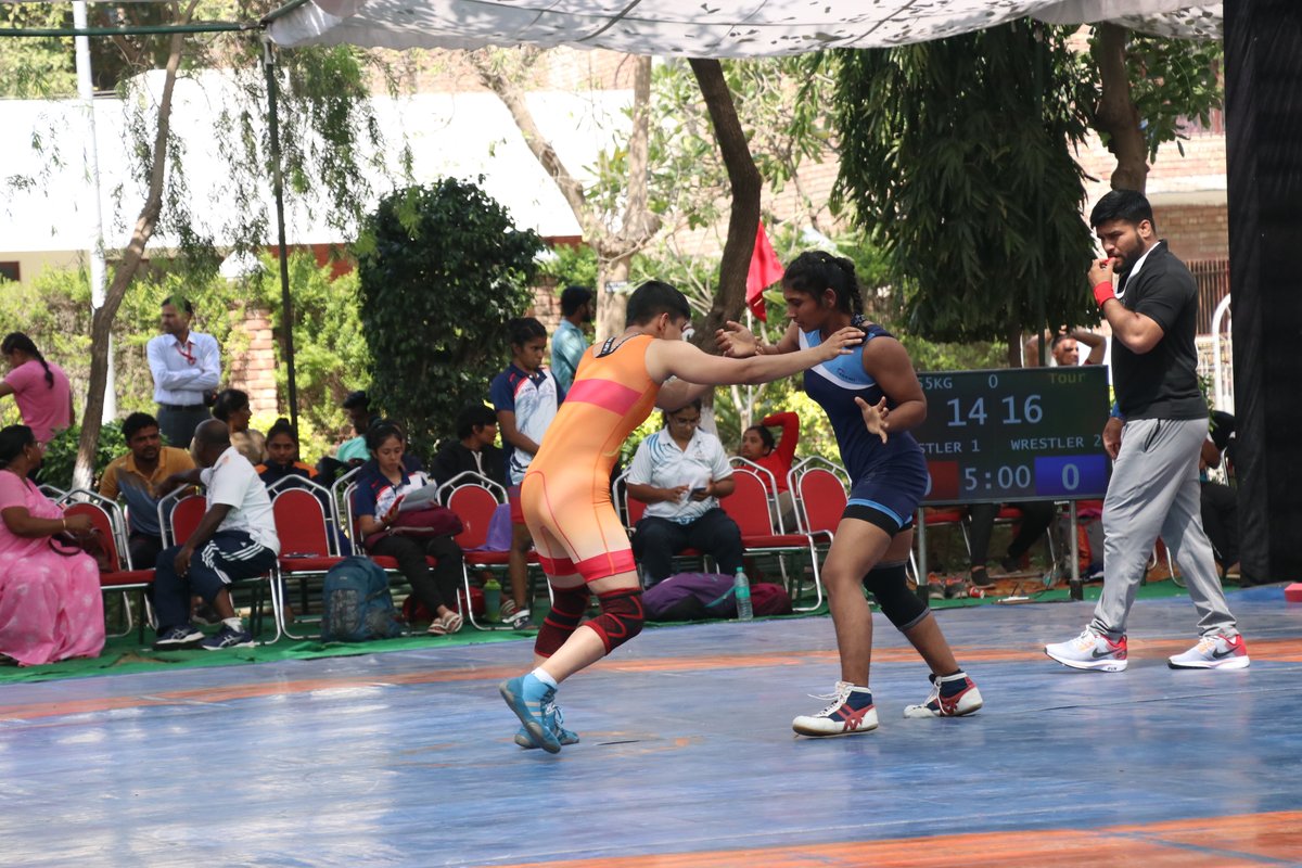 BRCMES's tweet photo. A Glimpse of Day 1 of All India Inter-University Wrestling Freestyle Women Championship 2021-22 hosted by BRCM Education Society, Bahal Bhiwani Haryana. https://t.co/TTwXsgg0m4
