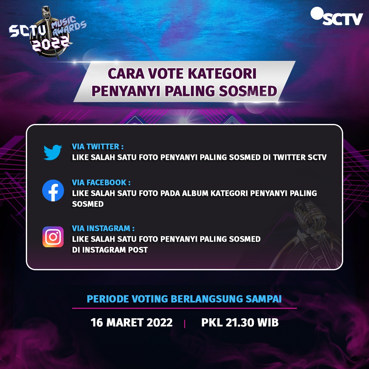 SCTV's tweet photo. Berikut adalah mekanisme yang bisa kamu baca dan perhatikan ya, Fevers!
#SMA2022 #SCTVSpecial #SCTVMusicAwards2022 https://t.co/t7EJtzCjgq