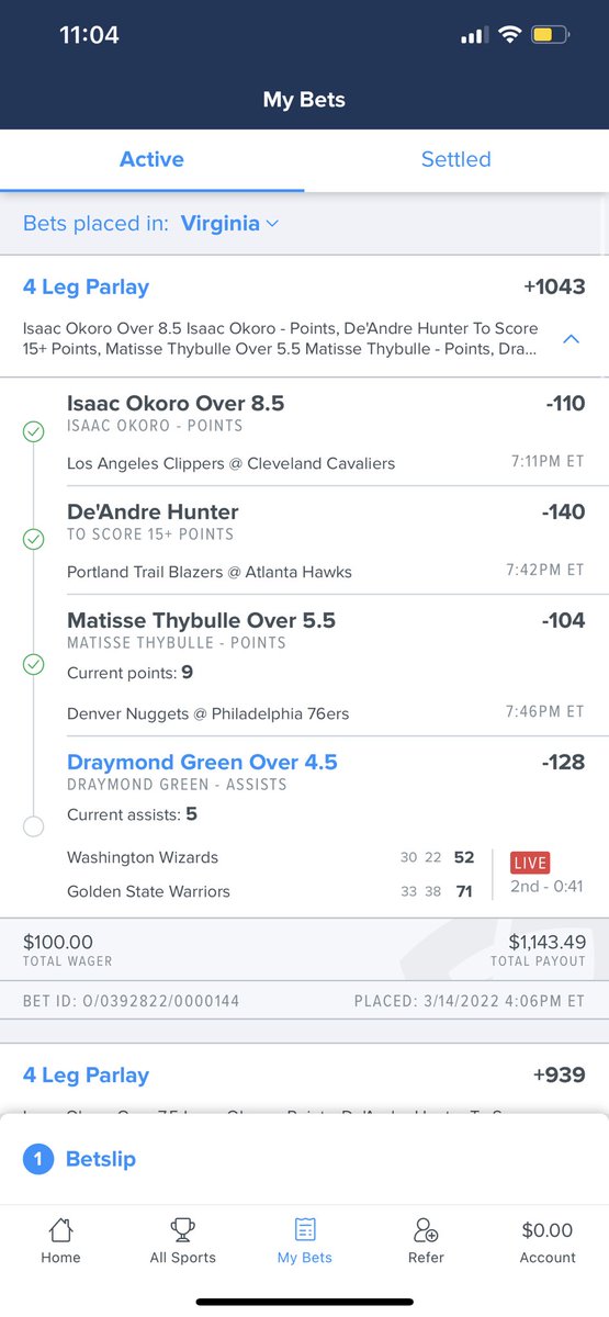 kid_named_kid's tweet photo. @XXXMEEZY Glooks homie I had a feeling this would hit so I made two parlays of it if only the last one hit so close!!! https://t.co/QR4CRaGr8m