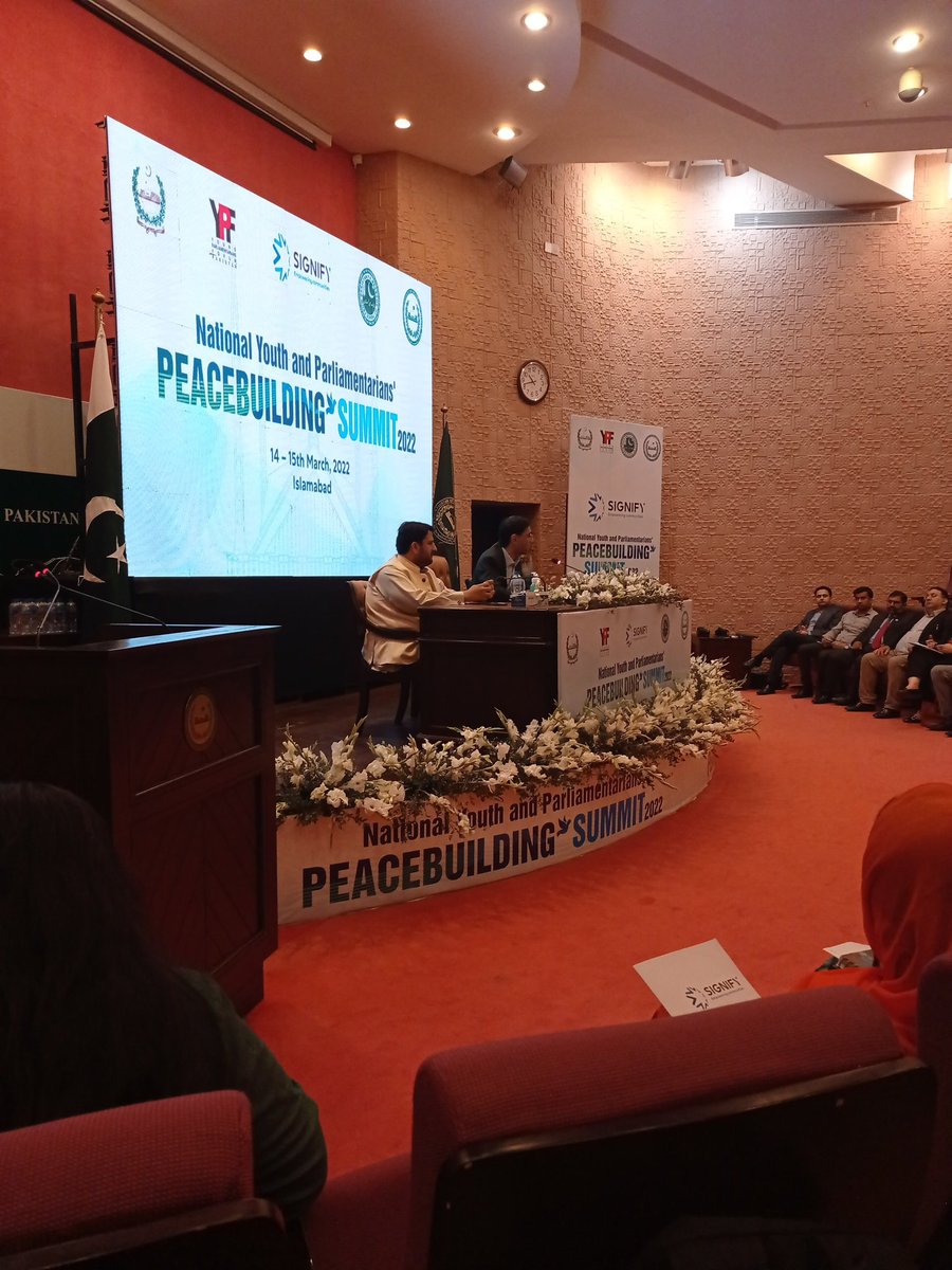 a_dar15's tweet photo. @YusufMoeed, National Security Advisor, addressing the audience at #youth and #parliamentarians #peacebuilding summit arranged by @SignifyEC and @ypfpakistan 
@SadiaTalib3 @zainulameer https://t.co/4A8ZRDMnmv