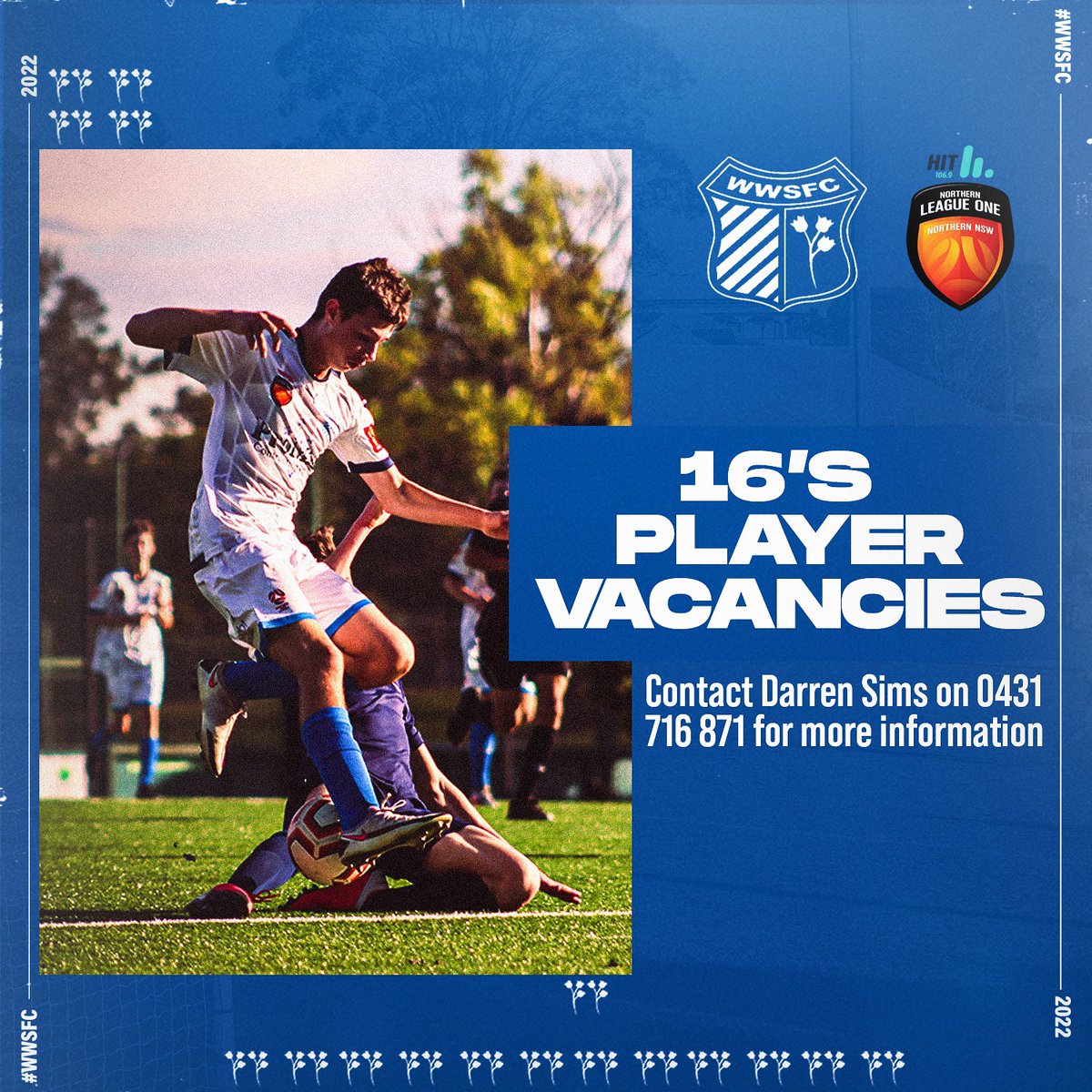 WWSFC's tweet photo. There are still a couple of player vacancies available in our U16 side for season 2022.

Interested players can contact coach Darren Sims on 0431 716 871 or by private message to this post.

#WWSFC https://t.co/yMEHQsEmcn