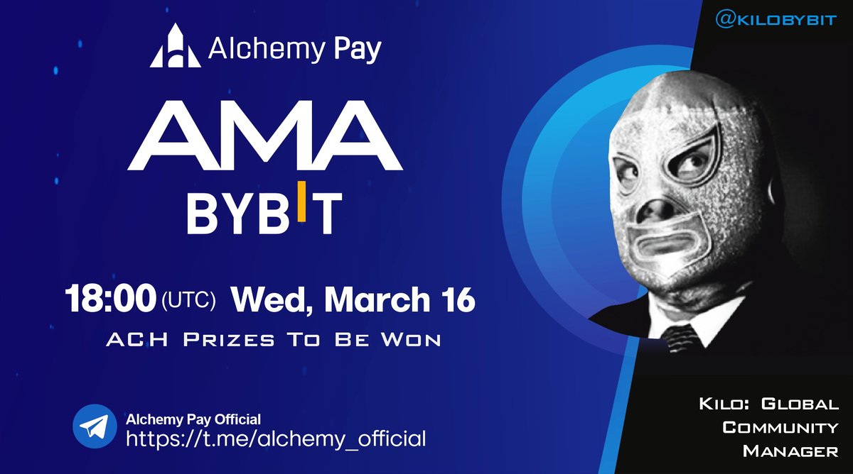 AlchemyPay's tweet photo. 📍We are hosting an AMA with @Bybit_Official tomorrow on March 16, 18.00 UTC in our Telegram group. https://t.co/SZoIhY7vVg

🎁 Just drop any questions for Kilo in the comments below for a chance to win ACH!
#alchemypay #Bybit #AMA https://t.co/IbHLeT67Lv