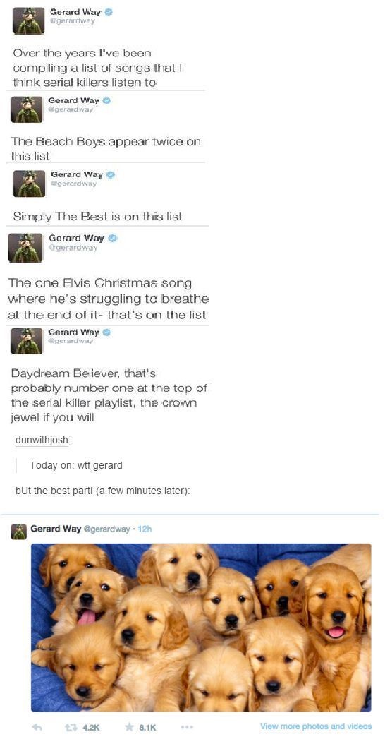 Volver a tumblr es ver otra vez los posts dedicados a los tweets de gerard.