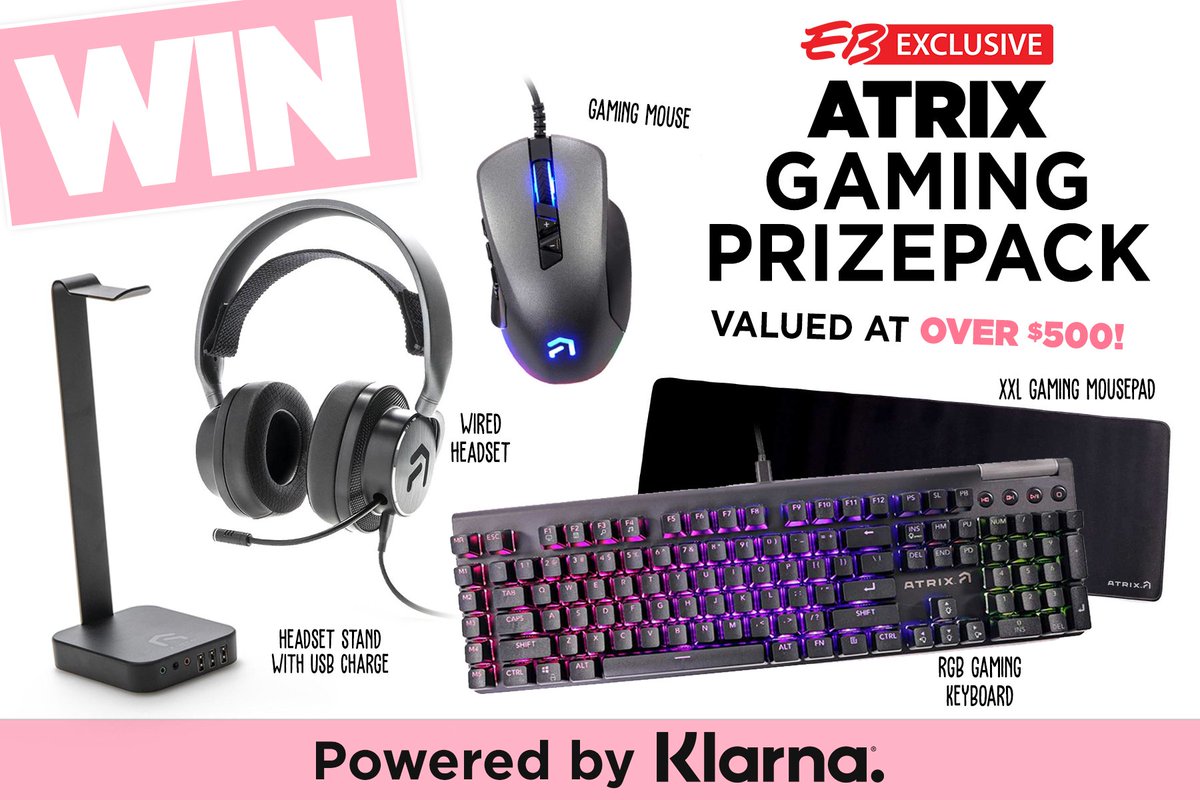 INTRODUCING... #Klarna! The brand new way to pay in 4 (with no interest!) at EB Games.

To celebrate Klarna's launch, we're giving away an #EXCLUSIVE #Atrix #Gaming prize pack! Follow, then like and RT for your chance to #WIN!

#games #videogames #gamer #giveaway #competition