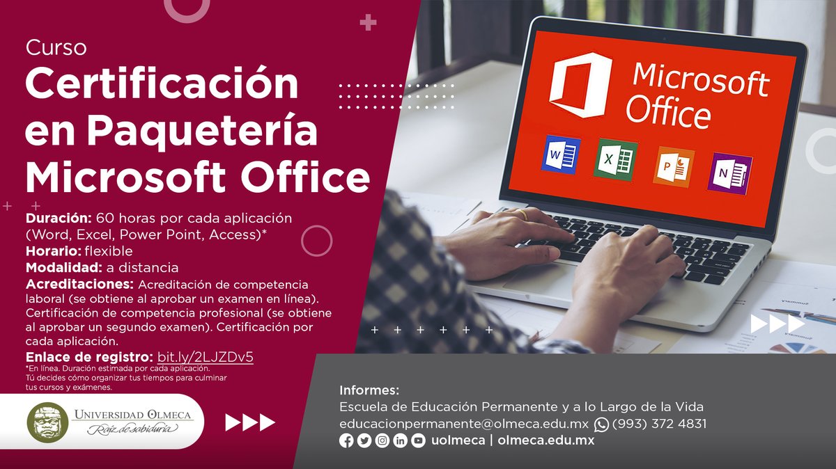UOlmeca's tweet photo. ✅ Certifícate 📄en Paquetería Microsoft Office 👨🏻‍💻 #NvelAcademic, mediante cursos online a través de la plataforma #TestingProgram

📍 Informes: https://t.co/3eqnzSQ01P
📌 Registro: https://t.co/S4mfPt4jM0

#SomosUO #EEPLV2022 https://t.co/8hEZKlKIbz