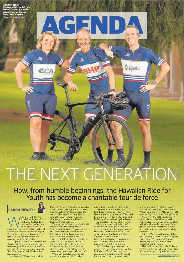 CitadelMAGNUS's tweet photo. Next week, our colleague @RussellJQuinn will ride 700km from Albany to Perth as part of the 20th annual #HawaiianRideForYouth to raise #awareness of #youth #Mentalhealth and #funds for @YouthFocusWA and its free #counselling services available for young people. Good luck Rusty! https://t.co/YGuGZvB6nq