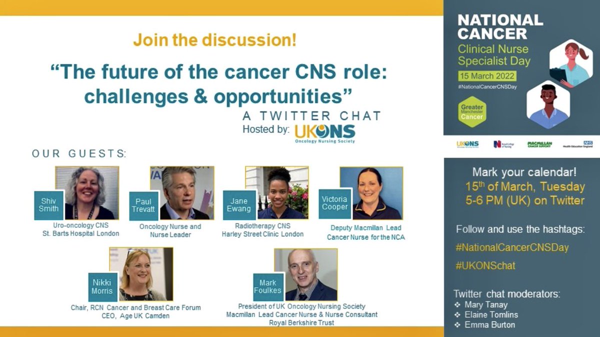 UKONSmember's tweet photo. Explore the prospect of becoming a Cancer Clinical Nurse Specialist. Our cancer workforce needs you more than ever before. Search #NationalCancerCNSDay &amp; #UKONSChat to find out more about the role &amp; across cancer alliances and NHS Trusts Join @UKONSmember free to network &amp; learn https://t.co/Me3he7IC9B
