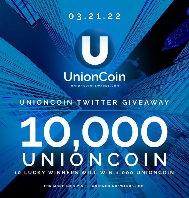 unioncoinreward's tweet photo. ❤️Twitter appreciation giveaway❤️

🌐follow @unioncoinreward @CosmeRitchel 
🌐like + retweet
🌐tag friends

In appreciation of all you wonderful Twitter people, UnionCoin would like to give away 10,000 coins to you. Pls have your trustline and tipbot enabled. Thank you 🌐 https://t.co/mbbQLNWjyp