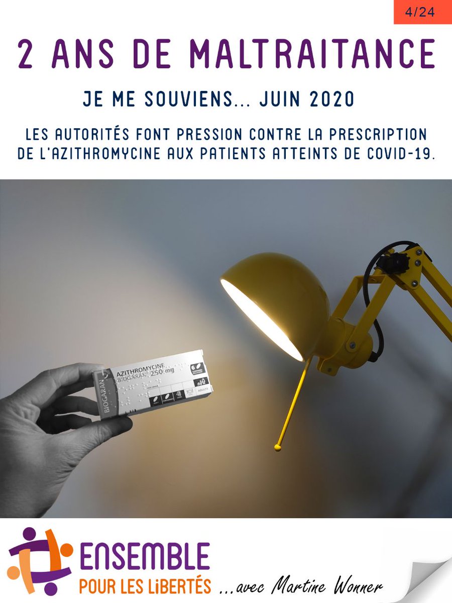 EPLibertes's tweet photo. La #DGS et le @hcsp_fr déclarent qu'il n'y a aucun argument pour utiliser l'#azithtomycine ni en préventif, ni en curatif.
#pertedechance pour les patients
#Ensemblepourleslibertés https://t.co/dEBmCEp7g1