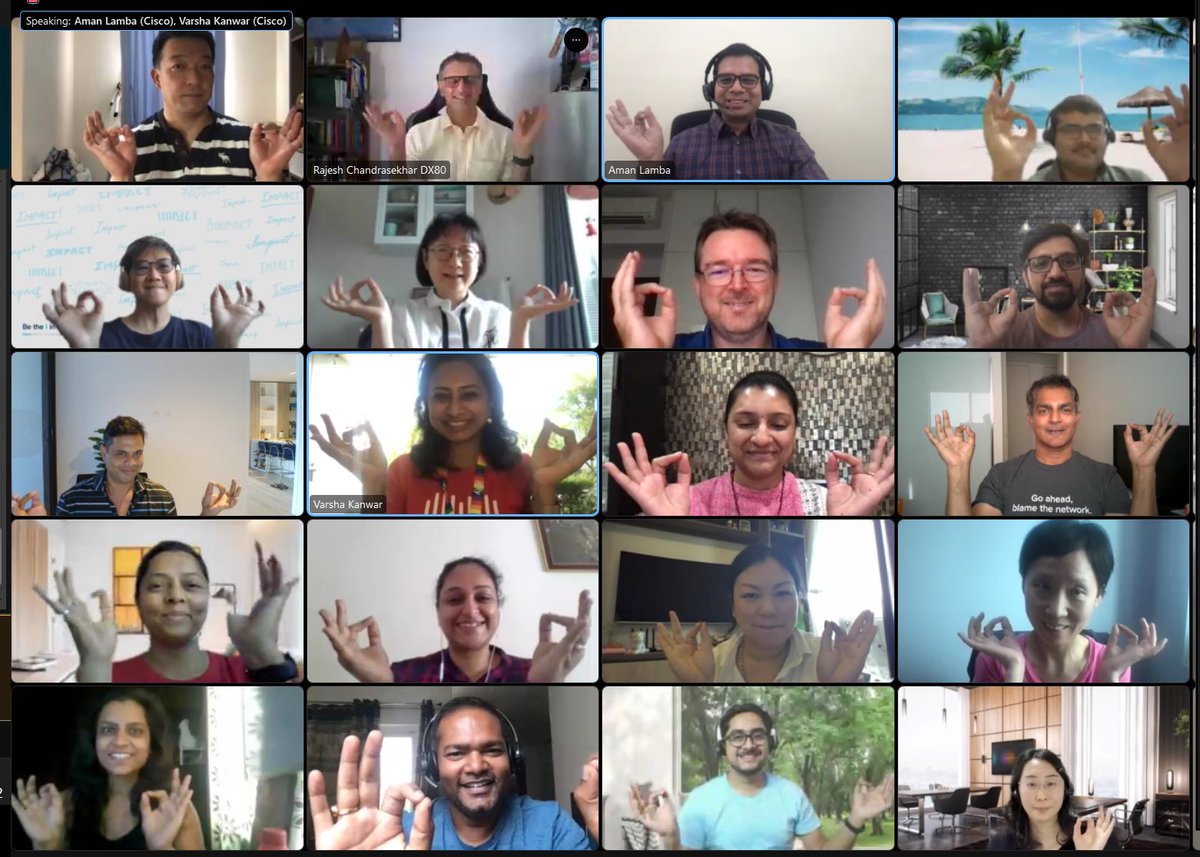 VarshaKanwar's tweet photo. “Your health is our business priority” Best way to wrap a full day with Mindfulness@Work 😇 session with @rajesh_c and 250+ #CiscoAPJC attendees. Thank you @amanlamba for organizing. #MindfulnessMatters #WeAreCisco #LiveLearnLaugh #LoveWhereYouWork #BloomWhereYouArePlanted https://t.co/elSD5cJDS0