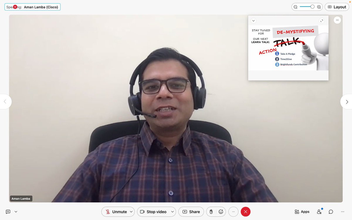 VarshaKanwar's tweet photo. “Your health is our business priority” Best way to wrap a full day with Mindfulness@Work 😇 session with @rajesh_c and 250+ #CiscoAPJC attendees. Thank you @amanlamba for organizing. #MindfulnessMatters #WeAreCisco #LiveLearnLaugh #LoveWhereYouWork #BloomWhereYouArePlanted https://t.co/elSD5cJDS0