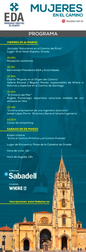 ¡Nos ponemos de nuevo en marcha! 😉

👟 #MujeresEnElCamino llega al origen del Camino de Santiago....📍 ¡A #Oviedo!

Toma buena nota del amplio programa que hemos preparado junto a <a href="/AsturiasFeda/">FEDA asturias</a> y con la colaboración de <a href="/BancoSabadell/">Banco Sabadell</a> ⤵️