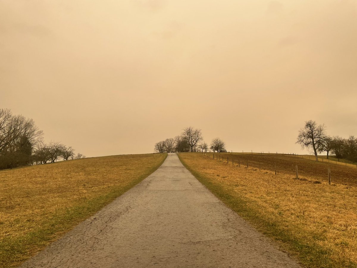 SR2507's tweet photo. Wenn Himmel und Erde dank #Saharasand fast farbgleich sind https://t.co/nUxfnujxnm