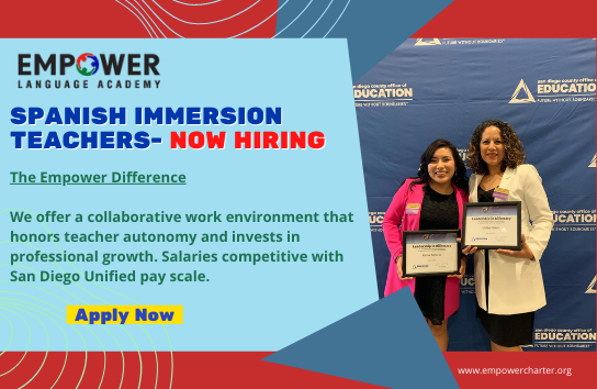 Empower Language Academy, a Spanish-English bilingual school in San Diego California, has an immediate opening. 
Apply: edjoin.org/Home/DistrictJ…