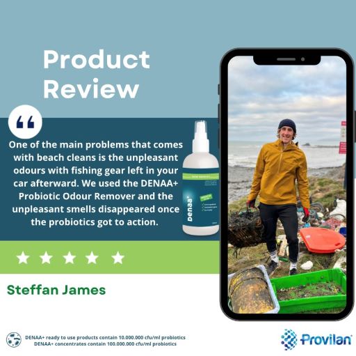 This anti-odour spray contains healthy ‘good’ bacteria (probiotics), sourced from plants.
It doesn't contain the 100 different chemicals emitted by many air fresheners. 
Ideal for general use as well as for spilled milk, wet dogs and lobster pots! 
Try the healthy alternative.