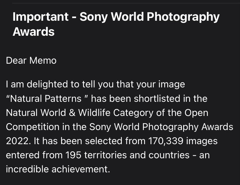 MemoGomezFoto's tweet photo. Comparto esta alegría, la fotografía anclada en mis tweets ha quedado seleccionada en la categoría Naturaleza del Sony World Photography Awards 2022, uno de los concursos más importantes del planeta. 
https://t.co/qvyJVJSxB4 https://t.co/WKgkkJRcMx