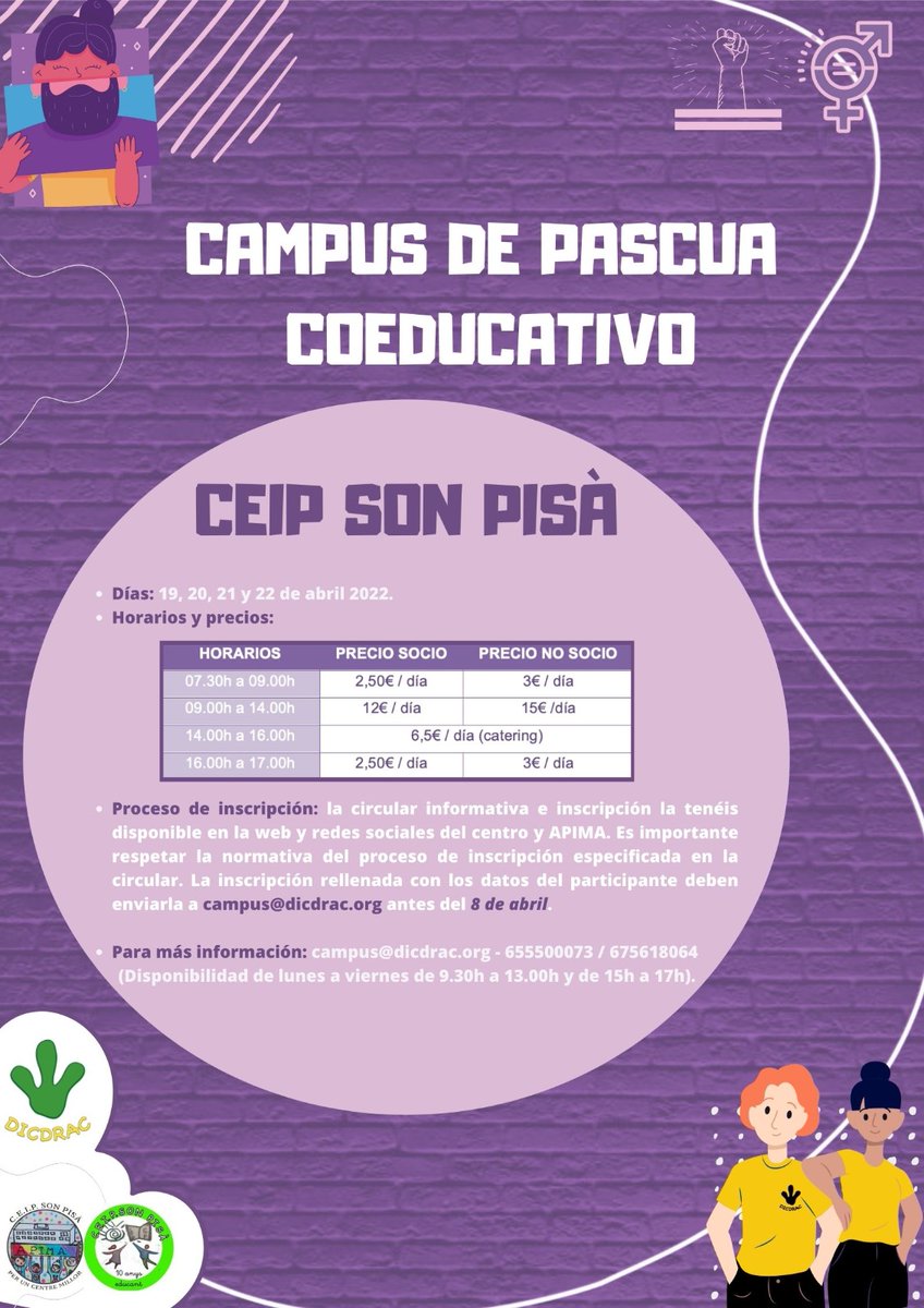 Com en cursos anteriors al <a href="/CEIPSONPISA/">CEIP SON PISA</a>  es realitzarà un CAMPUS DE PASQUA
Al següent enllaç trobareu a la nostra web tota la informació:
ceipsonpisa.org/2022/03/15/cam…
Gràcies.