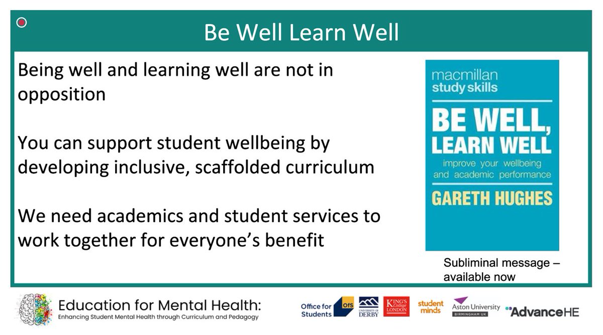 KiftSally's tweet photo. #EMHtoolkit @edu4wellbeing 
Be Well AND Learn Well: not in opposition 
Edu 4 #MentalWellbeing
Co-create edu w students
Inclusive, scaffolded curriculum
We need everyone around the curr design table
https://t.co/lXuHHgD8yp @DerbyUni @Garethstudentwb 
Fab work all 
@StudentMindsOrg https://t.co/Nhbk9fyM5S