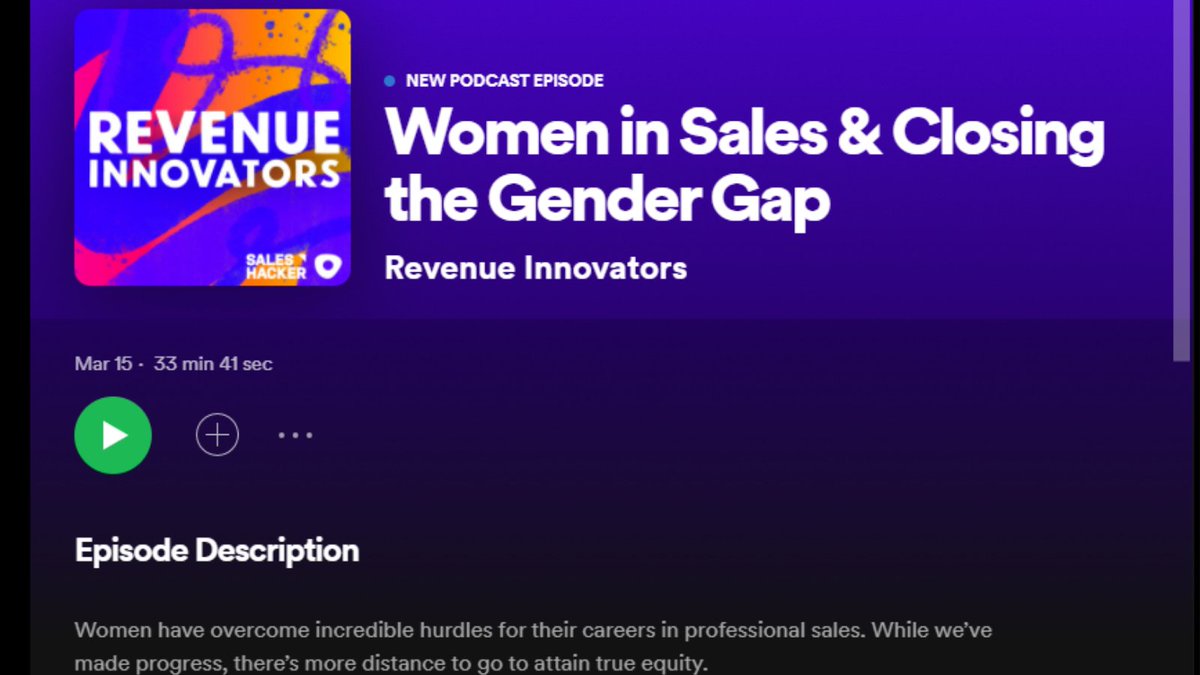Checked out #podcast Revenue Innovators &amp; put in your favourites. You'll be challenged, informed &amp; inspired. I'm honoured to be a guest with <a href="/HeidiOrlick/">Heidi Solomon-Orlick</a> discussing #womeninsales Closing the Gender Gap. What's your view? buff.ly/3JdG6ff @sheaoutr Harish Mohan <a href="/outreach_io/">Outreach</a>
